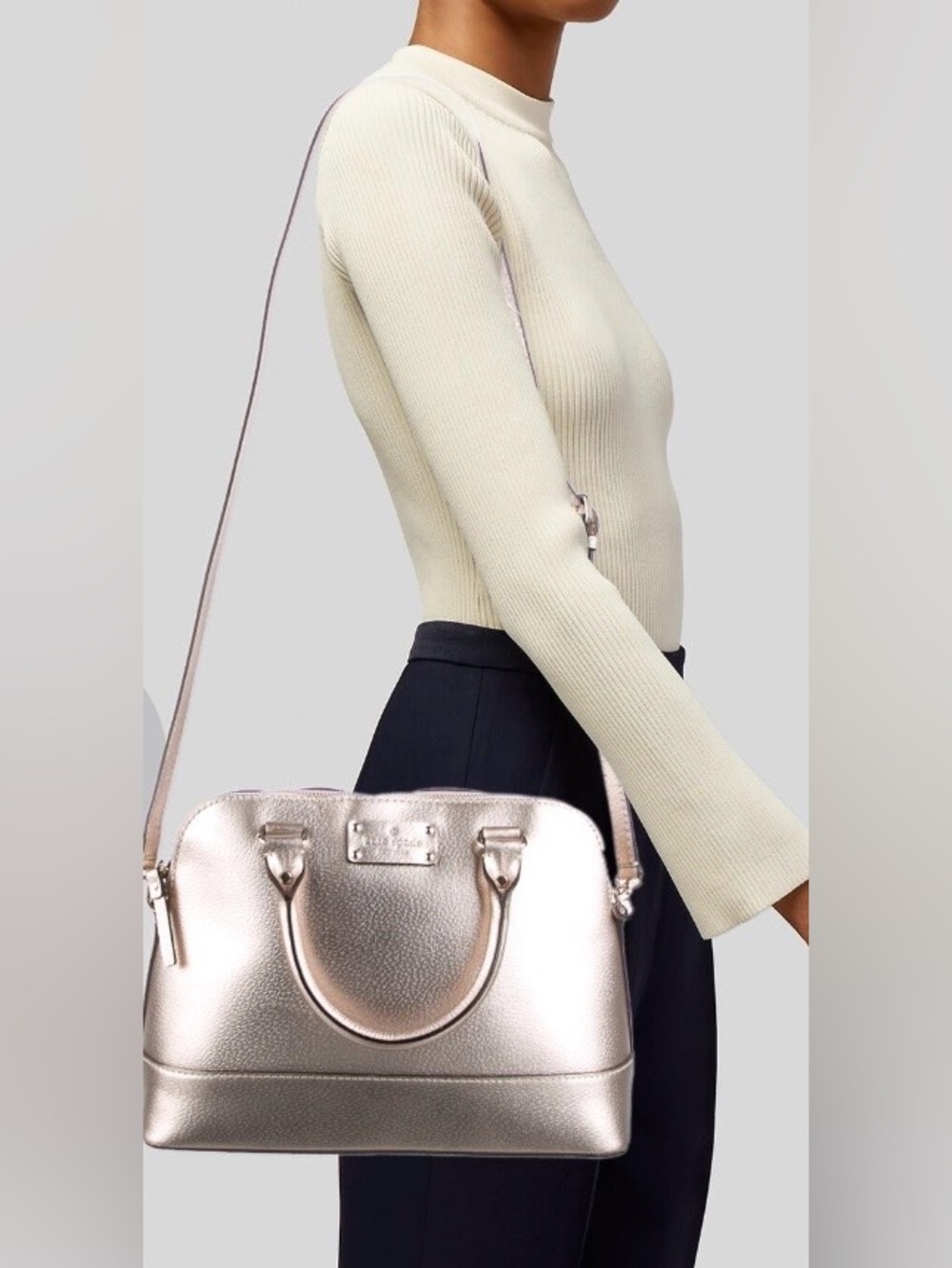 kate spade Metallic Rose Dome Satchel with Detachable Strap